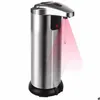 Máquina de desinfecção 250ml de aço inoxidável dispensador de sabão matic sensor infravermelho desinfetante sem toque para banheiro cozinha drop delivery dh5ig