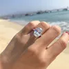 Classic Fashion 18K White Gold Color Jewelry Ring 925 Silver Wedding Rings for Women Sparkling 5 Carats Oval Zircon Diamond Jewelry