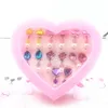 Korean Version Children's Tassel Princess Earrings Ring Love Gift Box Set Little Girl Clip Without Ear Hole