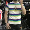 Designer of luxury T-shirt Quality letter tee short sleeve spring summer tide men and women t shirt T-shirt Rainbow stripe pattern tops tees Asian size M-4XL