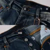 Purple Jeans Premium Designer Men's Denim med avancerad kvalitet, vintage tvätt, nödställd, bläck splatter, gata-chic enkelhet, rakben casual byxor.