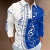 Polos pour hommes printemps européen et américain mode loisirs loisirs équipement de musique simple impression numérique 3D polo à glissière