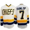 Hanson Brothers 16 17 18 Dunlop Reggie 7 Denis Lemieux 1 Maillot de hockey Slap Shot en chef S-3XL 100% Ed 7780