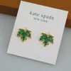 Designer Kate Spad Jewelry Ks Orecchini foglia d'acero intarsiati con zirconi Ottone placcato oro vero 18k S925 Ago d'argento Selezione di tre colori Stile foresta Moda