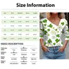 T-shirts femme décontracté mode saint-Patrick imprimé manches longues revers col en V bouton pull haut magasin officiel Ropa De Mujer