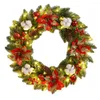 Decorative Flowers Christmas Hanging Decorations With Spruce Pine Cones Berry Ball 40CM Garlands Realistic PVC Light Up For Indoor Outdoor