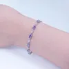 Charme pulseiras na moda cor prata natural roxo cristal zircon graça pulseira para o aniversário da menina dia dos namorados jóias românticas