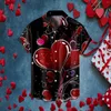 Chemises décontractées pour hommes Saint Valentin imprimé hommes manches longues T tunique courte haut hommes sous spandex