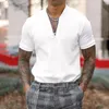 Męskie polo men mody mody koszulki z krótkim rękawem seksowne letnie suwakowe koszulę w szpic w szyku polo męskie tshirt swobodne rajstopy topy solidne koszulki streetwear