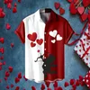 Camicie casual da uomo San Valentino stampato da uomo manica lunga T tunica corta top da uomo sotto spandex