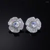 Brincos lindos em formato de pétala com cristal brilhante zircônia cúbica bling joias da moda para casamento para mulheres