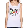 Regatas femininas Vegan Power Womens Sporty Workout Regatas Sem Mangas Colete de Verão Camisetas