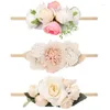 Accesorios para el cabello lindo bebé diadema de flores artificiales malla de perlas conjunto de cabeza de aro elástico para niñas regalos de cumpleaños