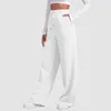 Calças femininas Mulheres Sweatpants Cintura Alta Perna Larga Lã Forrada Fundo Reto All-Math Plain Fitness Corredores Básicos