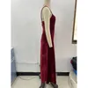 Robes décontractées robe glissante rouge femme Velvet sous-vêtements pour femmes 2024 automne sans dossier mince de minces minces fête