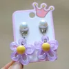 Boucles d'oreilles à Clip avec pendentif en forme de fleur colorée scintillante pour enfants, sans trous d'oreille, bijoux pour bébés et filles, nouvelle collection