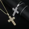 New Luxury Cross Charm Pendant Necklace with Rope Chain Hip Hop Women Men Full Paved 5A Cubic Zirconia Boss Men Gift Jewelry