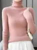 Kobiety swetry jesienne zima kobiety Turtleeck sweter merino wełna podstawowa ciepłe, długie rękawy pullover kaszmirowy dzianinowy odzież żeńska odzież