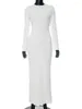 Casual Kleider Sisterlinda Stricken Frauen Maxi Langarm Elegante Gestreifte Sehen Durch Dünne Elastische Bodycon Robe Weibliche Vestidos Streetwear