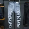 Erkekler kot skinny jeans erkekler açık mavi gri streç 2022 bahar yeni moda gündelik denim pantolon kot erkekler uzun pantolon cowboysl240119