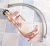 Bathroom Sink Faucets Antique Red Copper Single Handles Dolphin Style Basin Faucet Swivel Spout Mixer Tap Tsf849