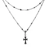 Diseñador de la marca Cross Ch Collar para las mujeres Chromes Dark Zircon Con cuentas Verano Largo Doble Cuello Cadena Clavícula Corazón Hombres Joyería clásica Colgante Neckchain 3ys4