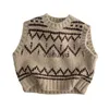 Waistcoat 2023 Autumn New Kids Girls Vintage Knit Vest Cotton Baby Casual tröja LDREN VINDPOSKT VEST SPARN POOK SKÄRDA TOPS KLÄDER H240508