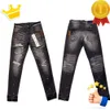 Designerskie dżinsowe spodnie dżinsy fioletowe czarne spodnie wysokiej jakości hafty haftowe Zerwane dla marki trendowej vintage spodni Męs