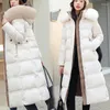 Kvinnors dike rockar Long Parker Coat Jacket 2024 Kvinnor Autumn Winter Thick Warm Woven Block Trend Hooded White Black Korean Parkas