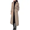 Damen-Trenchcoats Damen-Trenchcoats Thermo-Wintermantel Business-Jacke in mittlerer Wadenlänge Formale Wollmischungen Zweireiher Co Dhgcv