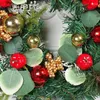 Decorative Flowers Holiday Wreath Decor Front Door Decorations With Red Berries Christmas Balls And Pine Needles 11.8-Inch Wreaths For