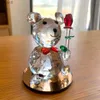 Artes e artesanato cristal rosa urso estatueta urso de vidro animal em miniatura peso de papel ornamento de carro artesanato casamento decoração de casa crianças presente de natal yq240119