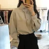 Women's Blouses Stand Collar Shirts Women Solid Long Sleeves Simple Office Ladies All-match Trendy Gentle Temperament Korean-style Loose