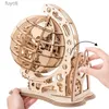 Arts and Crafts Wooden Globe Puzzle 3D DIY Mechanical Drive Building Model Transmission Gear Rotate Craft Kit Home Office Decoration Toys Adults YQ240119