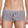 Mutande da uomo Boxer Shorts Biancheria intima a righe Bugle Pouch Vita bassa Boxer traspiranti Pantaloni da notte Cueca Mutandine Tronchi