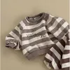 Hoodies Sweatshirts 2023 Winter New Baby Long Sleeve Casual Striped Sweatshirt Infant Girl Plus Velvet Thick Pullover Kids Boys Warm Fleece Tops H240508