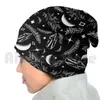 Berets Mystical Moon And Celestial Pattern Beanies Knit Hat Hip Hop Crescent Crystals Black