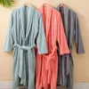 Mulheres sleepwear coral veludo tecido camisola mulheres roupão de banho quente flanela velo aconchegante para casais térmicos