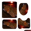Cortinas de chuveiro 180x180cm 1 pc / 3pcs lua leopardo flor cheetah w / 12 ganchos banheiro cortina banheiro tapete tampa conjuntos lj201128 drop deliv dhzul