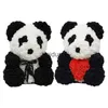 Plush Dolls 25CM Rose Bears Artificial Rose Flower Panda Bear With Bowknot/Heart Decor Handmade Panda Doll For Valentine's Day Birthday Giftvaiduryb