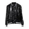 Giacche da donna Personalità della moda Paillettes Giacca da baseball Street Style Cappotto con zip Manica lunga Colletto alla coreana Autunno Donna Bomber con paillettes