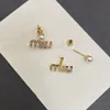 Pendientes de perlas, pendientes de lujo para mujer, joyería de plata de ley S925 con diamantes de imitación y etiqueta Original con letras