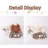 Dog Apparel Sweet Dress With Scarf Winter Coat Warm Soft Puppy Princess Skirt Bear Print Cat Pet Otfits Chihuahua Clothes