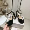 Summer Bridal Wedding Women Saeda Sandals Shoes Block Heel With Crystal-embellished Anklet High Heels Lady Square toe Gladiator Sandalias Wedding EU35-43