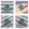 Fedi nuziali Squisito anello Moissanite verde blu 925 Sterling Sier Fuoco scintillante Lusso aperto Festa femminile Compleanno Gioielli Regalo Dr Dhhvy