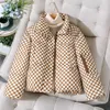 여자 트렌치 코트 바둑판 재킷 2024 파카 한국어 스탠드 겨울 옷 짧은 두꺼운 따뜻한 면화 코트