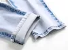 Męskie dżinsy Nowe przybycie Slim Fit Blue Blue Dżinsy Wysokiej jakości kontrast Contrast Street Fashion Spodnie Lekkie luksusowe stylowe seksowne dżinsy Menl240119