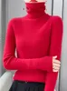Kobiety swetry jesienne zima kobiety Turtleeck sweter merino wełna podstawowa ciepłe, długie rękawy pullover kaszmirowy dzianinowy odzież żeńska odzież
