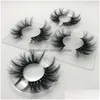 False Eyelashes 25Mm 3D Mink Eyelash 5D Natural Big Volumn Lashes Luxury Makeup Dramatic Drop Delivery Health Beauty Eyes Dhbxc