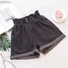 Kvinnors shorts 2021 Summer High midja denim Shorts Women Casual Loose Ladies Fashion Roll Up Hem Elastic Midje Jeans Kvinna Plus Size S-5XLL240119